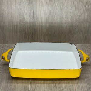Vintage Dansk Kobenstyle Baking Pan Enameled Cast Non Stick Rectangular Yellow